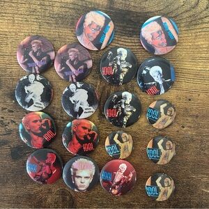 VTG 80’s Rock & Roll Billy Idol Pinback Concert buttons vintage - UK